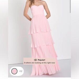 Light Pink Strapless Tiered Maxi Dress